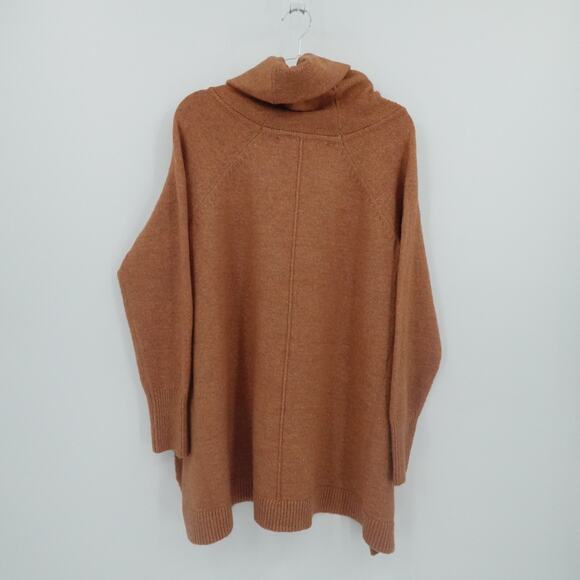 Max Studio Sweater Womens 1X Orange Cowl Neck Long Tunic Alpaca Blend Casual - Picture 3 of 12